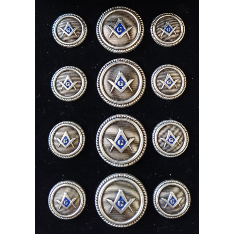 Blazer Jacket buttons circular S&C silver plated enamel Masonic Freemasonry