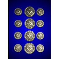 Blazer Jacket buttons circular S&C antique gold plated enamel Masonic Freemasonry