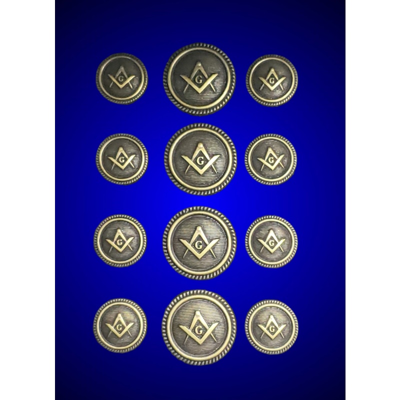 Blazer Jacket buttons circular S&C antique gold plated enamel Masonic Freemasonry